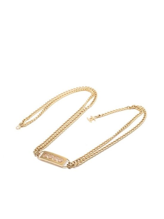 Chanel CC Logo Chain Belt Gold Pink Plated Line Stone main image 4